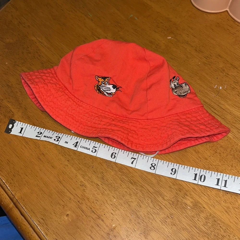 Toddler Boys Zoo Animal Bucket Hat Orange with Elastic Strap